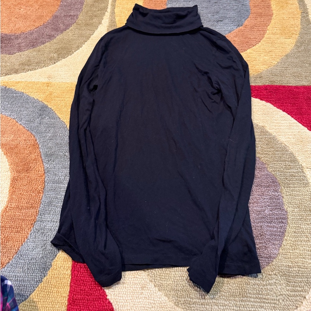 J. Crew Black Lightweight Sheer Turtleneck Long Sleeve Top Size Small